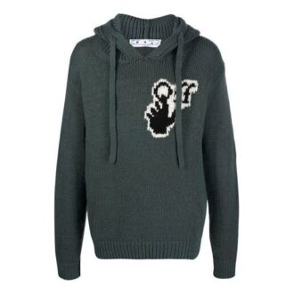 FW21 Logo-Strickpullover mit Kapuze, Standardversion, Grün