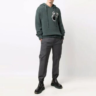 FW21 Logo-Strickpullover mit Kapuze, Standardversion, Grün