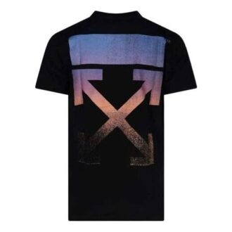 FW21 Mehrfarbiges Kurzarm-Shirt mit Farbverlauf und Pfeilmuster, Standardversion, Schwarz