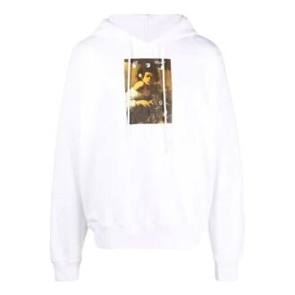 FW21 Muster Alphabet-Print Pullover mit Kordelzug, Version Weiß