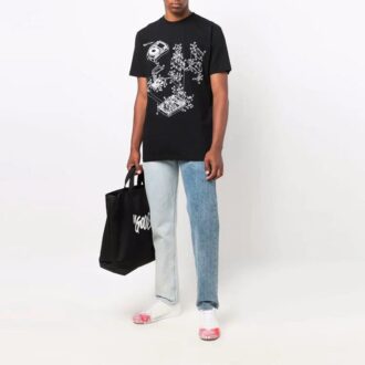FW21 Musterdruck Rundhalsausschnitt Shorts-Version Schwarz