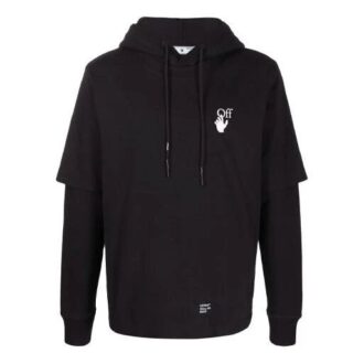 FW21 Pfeilmuster-Print, doppellagige Ärmelversion, schwarz