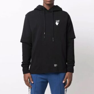 FW21 Pfeilmuster-Print, doppellagige Ärmelversion, schwarz