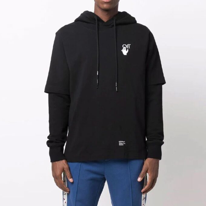FW21 Pfeilmuster-Print, doppellagige Ärmelversion, schwarz