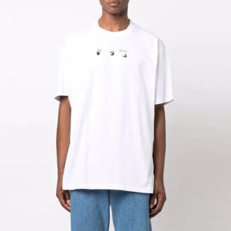 FW21 Pfeilmuster-Print, kurzärmelig, locker sitzend, weiß