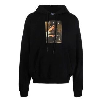 FW21 Pullover mit Kordelzug und Alphabet-Print, schwarz
