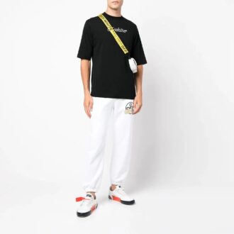 FW21 Pullover mit Rundhalsausschnitt, Logo-Print, kurzen Ärmeln und lockerer Passform – Schwarz