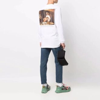 FW21 Pullover mit Rundhalsausschnitt und Langarm, mit Musterdruck, weiß