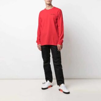 FW21 Pullover mit Rundhalsausschnitt und Logo-Print, langärmelig, Herren, rot