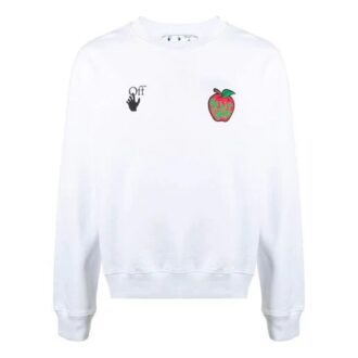 FW21 Pullover mit Rundhalsausschnitt und Muster, lockere Passform, Weiß