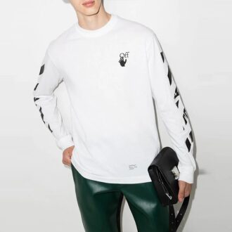 FW21 Rundhals-Langarmshirt mit Pfeil-Logo-Aufdruck, Standardausführung, Weiß