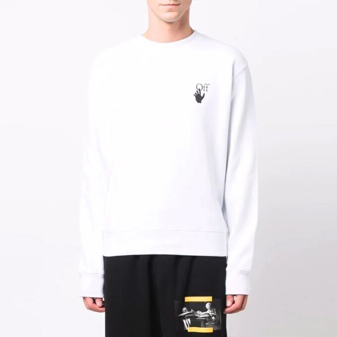 FW21 Rundhals-Pullover aus Baumwolle, weiß