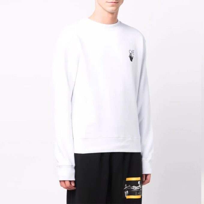 FW21 Rundhals-Pullover aus Baumwolle, weiß