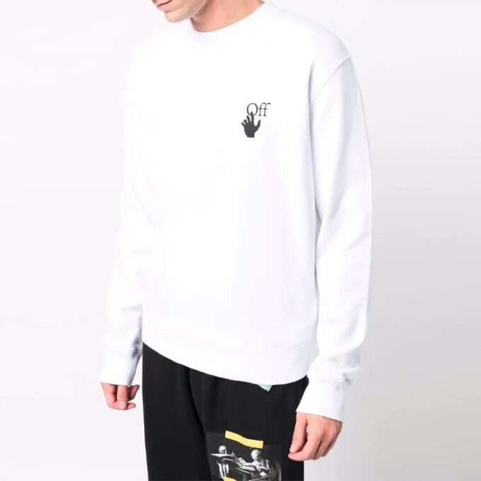 FW21 Rundhals-Pullover aus Baumwolle, weiß