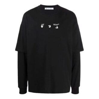 FW21 Rundhalsausschnitt mit Alphabet-Print, langärmelig, schwarz