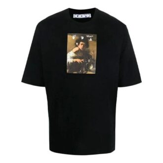 FW21 T-Shirt mit Aufdruck, Rundhalsausschnitt, kurze Ärmel, Slim Fit, schwarz