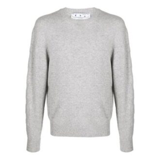 Off-White Herren Arrows Rundhals-Pullover Langarm-Wollpullover, lockere Passform, grau