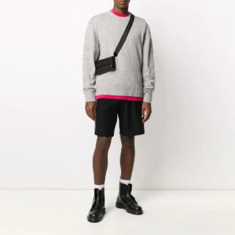 Off-White Herren Arrows Rundhals-Pullover Langarm-Wollpullover, lockere Passform, grau