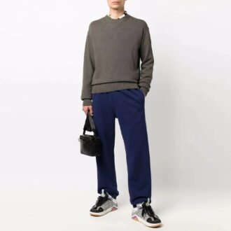 Off-White Herren-Basic-Pullover aus Wolle, lockere Passform, braun