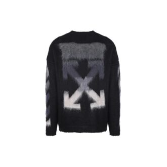 Off-White Herren-Fleece-Pullover mit Rundhalsausschnitt, schwarz