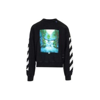 Off-White Herren-Pullover, locker geschnitten, mit Aufdruck, schwarz