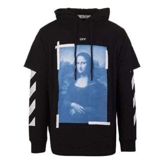 Off-White Herren Pullover mit Malerei-Print, lockere Passform, schwarz