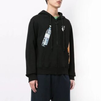 Off-White Herren-Shorts mit Aufdruck und Reißverschluss, schwarz