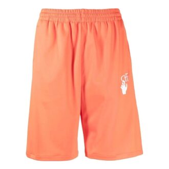 Off-White Herren SS22 Shorts mit Markenlogo-Print und elastischem Bund, gerade geschnitten, Standardversion, orange