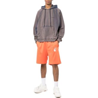 Off-White Herren SS22 Shorts mit Markenlogo-Print und elastischem Bund, gerade geschnitten, Standardversion, orange