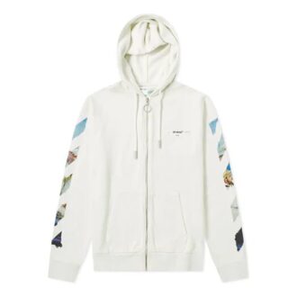 Printing Arrow Zip-up Hooded Fleece Herren Weiß