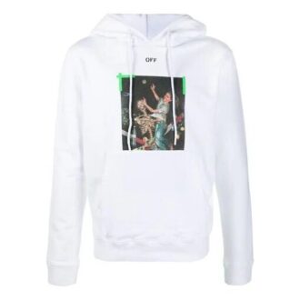 Pullover mit Kapuze und Pfeil-Print für Herren, Weiß