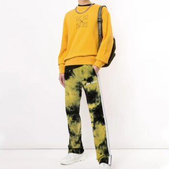 Pullover mit lustigem Logo-Aufdruck Gelb