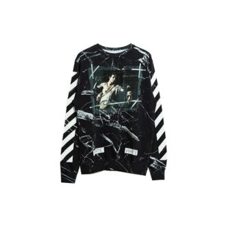 Pullover mit Marmormuster für Herren, schwarz