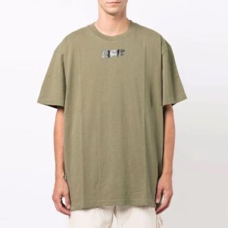 Pullover mit Rundhalsausschnitt, Logo-Aufdruck, kurze Ärmel, lockere Passform, grün