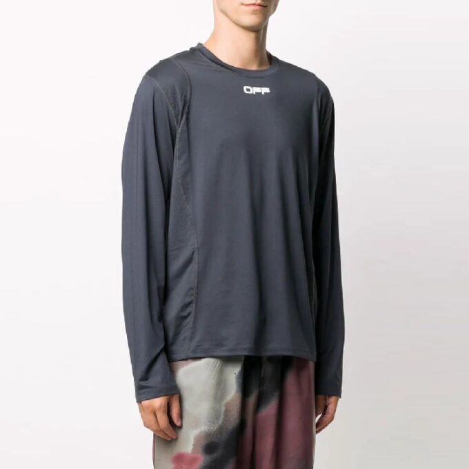 Pullover mit Rundhalsausschnitt und Logo, Langarmversion, Grau
