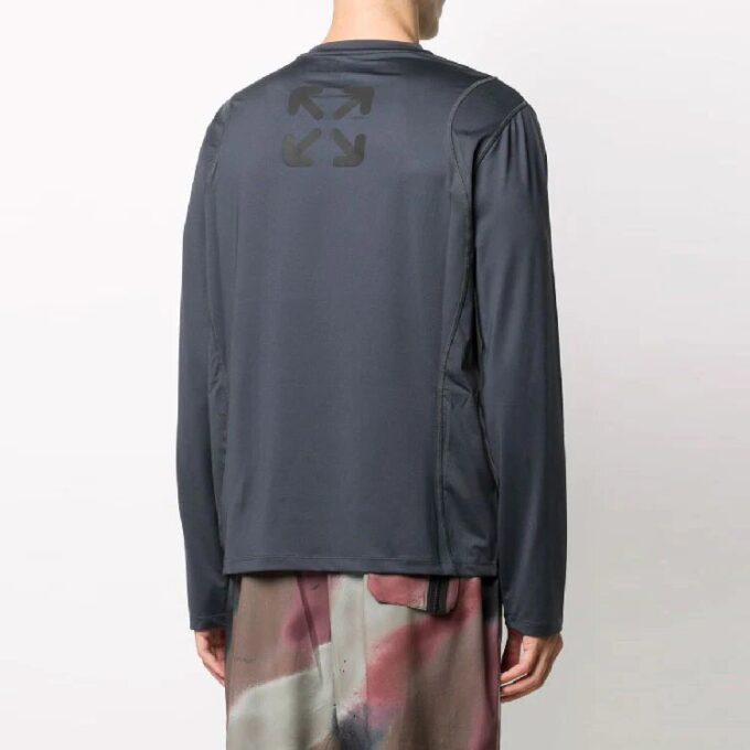 Pullover mit Rundhalsausschnitt und Logo, Langarmversion, Grau