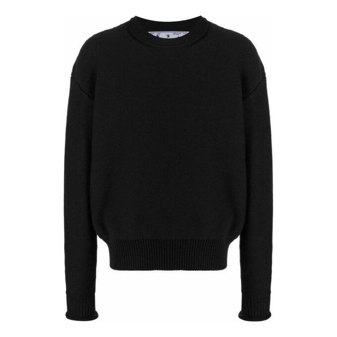 Pullover mit Rundhalsausschnitt und Wellenmuster „Schwarz“