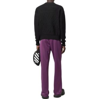 Pullover mit Rundhalsausschnitt und Wellenmuster „Schwarz“