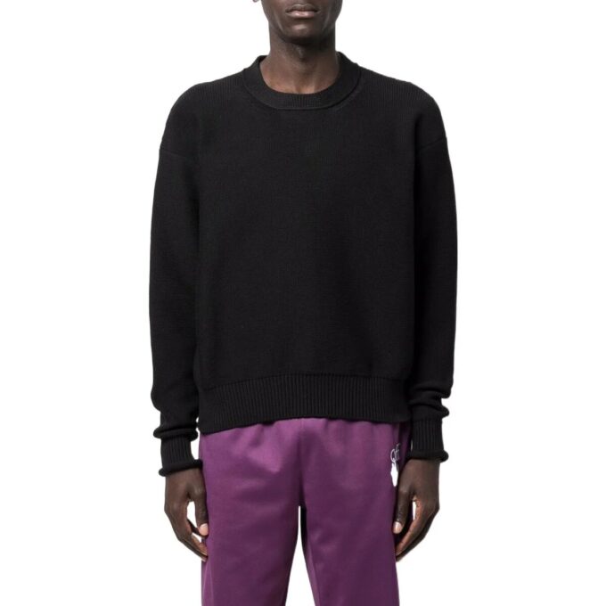 Pullover mit Rundhalsausschnitt und Wellenmuster „Schwarz“
