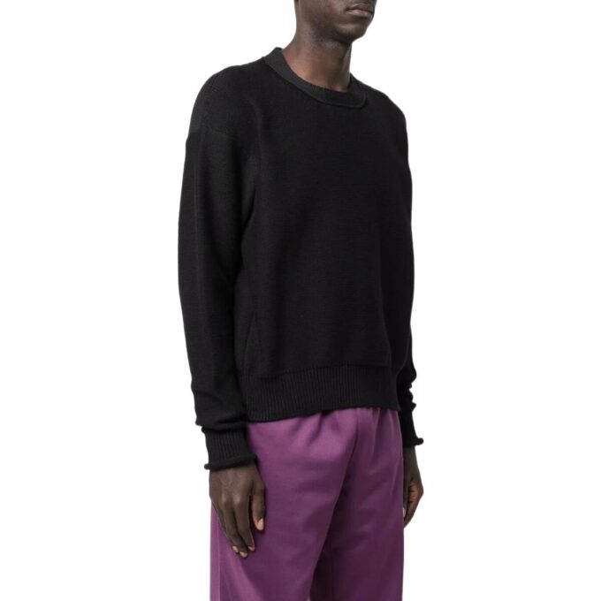 Pullover mit Rundhalsausschnitt und Wellenmuster „Schwarz“