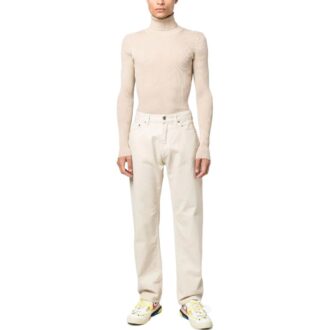Reißverschluss-Hose mit geradem Bein „Beige“