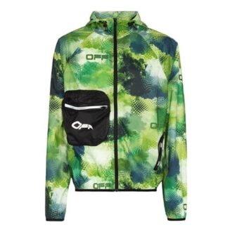 Reißverschluss-Jacke mit Camouflage-Print, grün