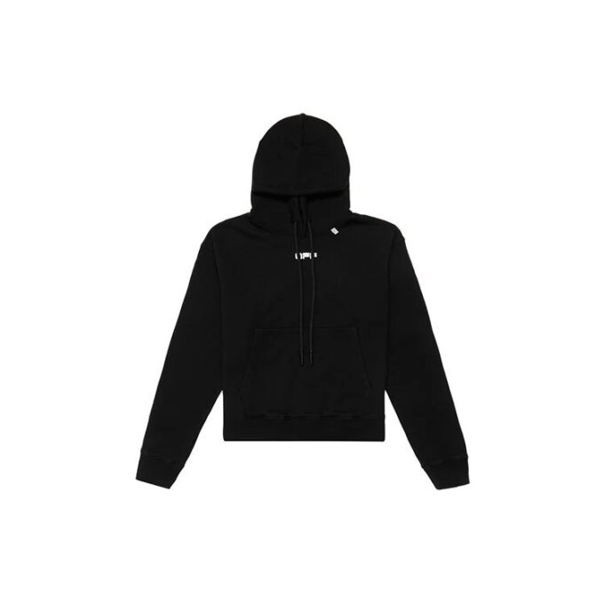 Schwarz, gewelltes Logo, Slogan-Aufdruck, lockere Passform