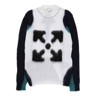 Schwarz/Weißer Pfeil-Pullover für Herren, Weiß