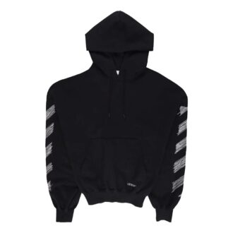 Scribble Diag-Print Baumwoll-Hoodie „Schwarz“