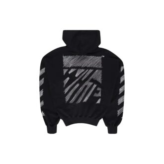 Scribble Diag-Print Baumwoll-Hoodie „Schwarz“