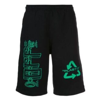 Shorts mit Buchstaben und Pfeil auf dem Rücken, schwarz