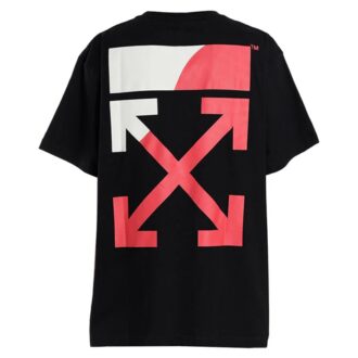 Slim Fit T-Shirt mit geteiltem Logo-Print /Weiß/Rot