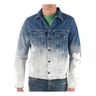 Splash Ink Gradient Denim-Jacke, lockere Passform, grau-weiß