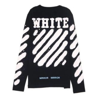 Splash-Tinten-Print Langarmshirt Schwarz